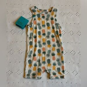 Posh Peanut Pineapple Print Romper in Cream, Yellow & Green